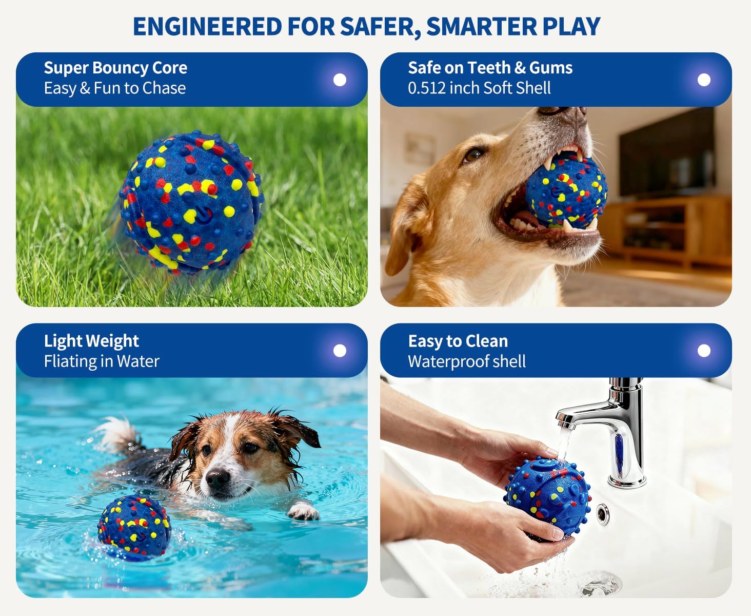 Rechargeable Interactive Dog Toys, Automatic Moving and Rolling Ball for Dogs, Stimulate & Exercise Your Dog Indoors/Outdoors, Chew Resistant for Small/Medium/Large Breeds to Keep Them Busy
