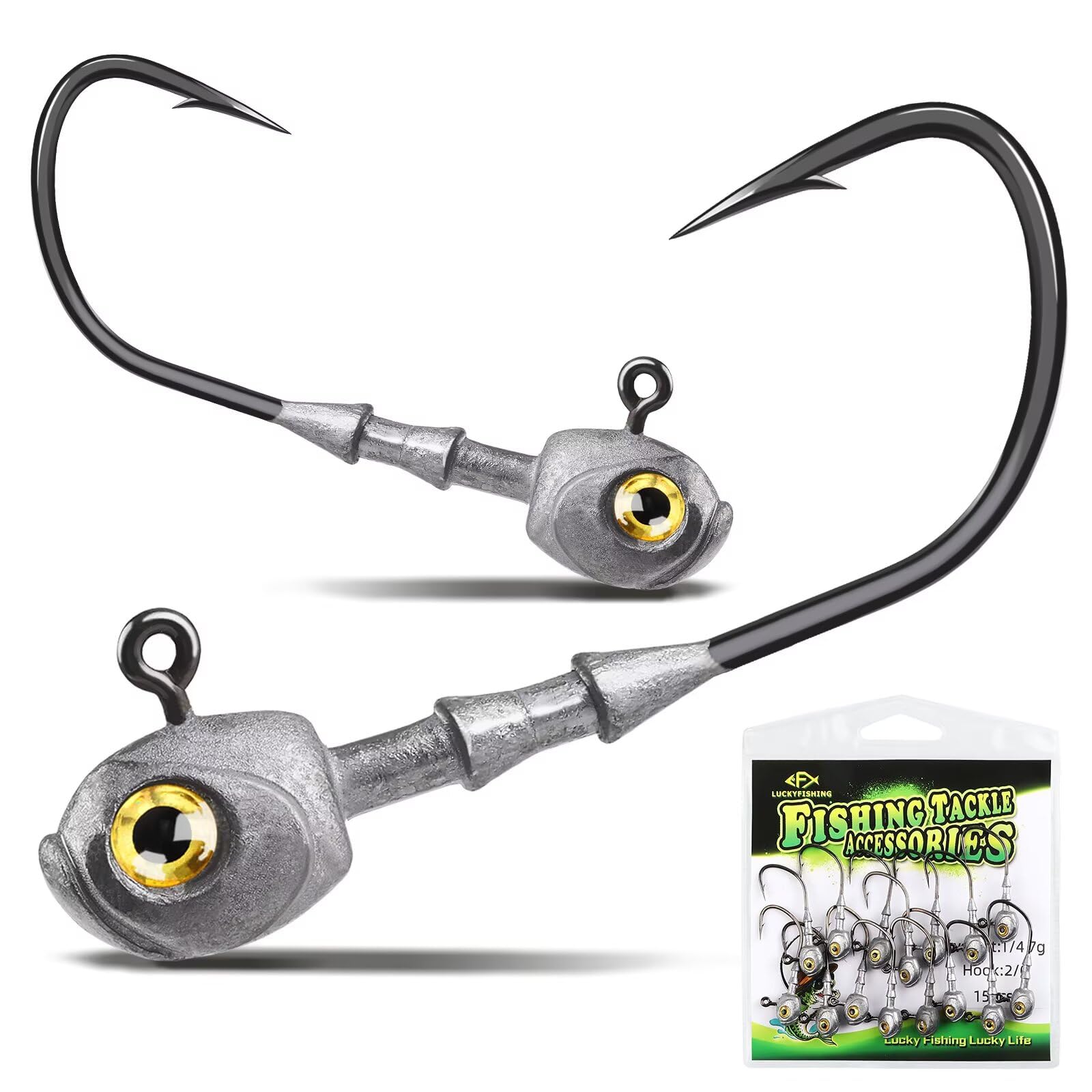LUCKYFISHING Swimbait Jig Head 40/30/25/20/15Pcs Freshwater Saltwater Jig Heads for Bass Walleye Trout Fishing Gifts for Men 1/8oz 1/5oz 1/4oz 3/8oz 1/2oz
