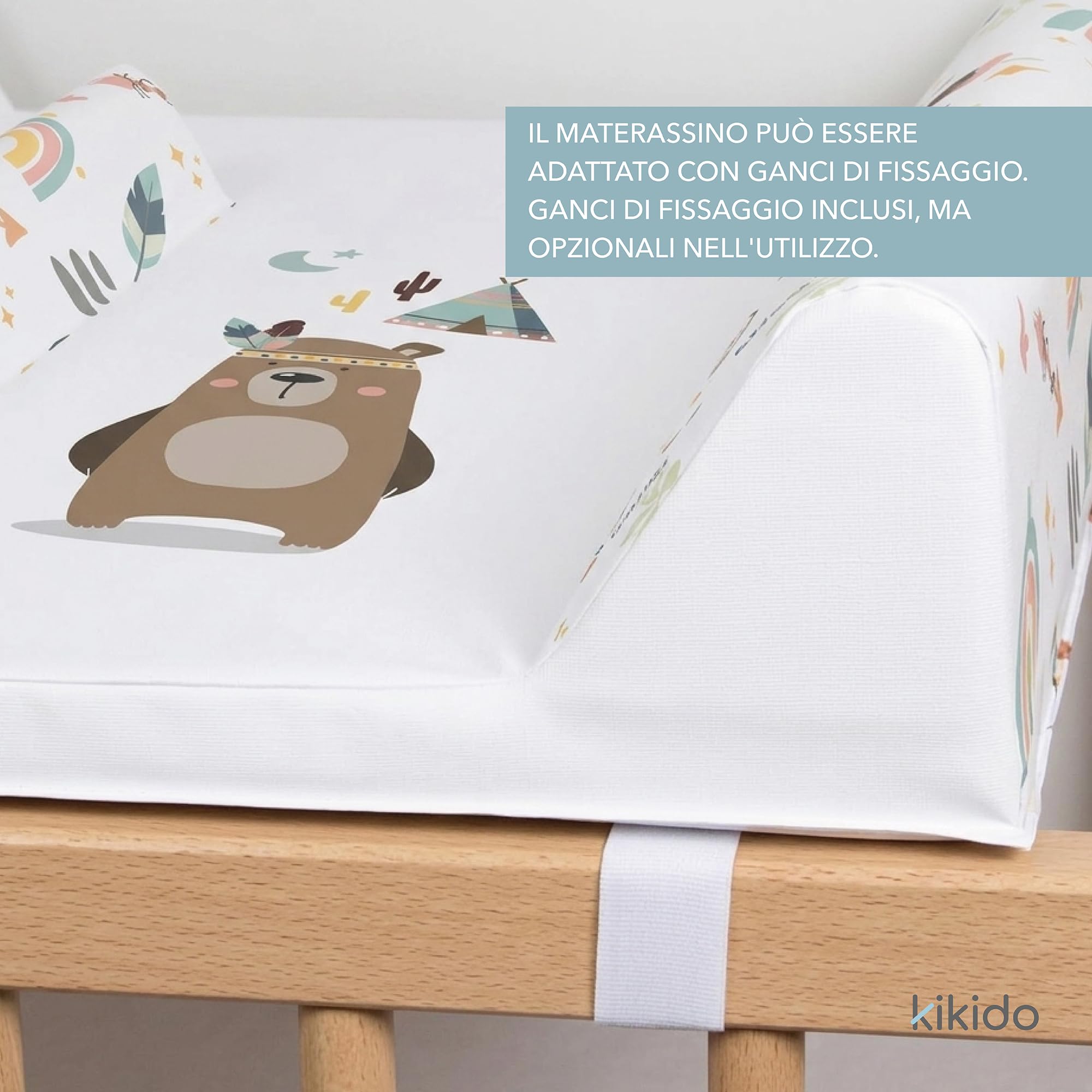 Kikido Materassino Fasciatoio 50x70 - Mongolfiera - Materasso Fasciatoio in PVC con Bordi Rialzati - Materassino Universale con Spondine di Sicurezza, Universale e Impermeabile 70x50