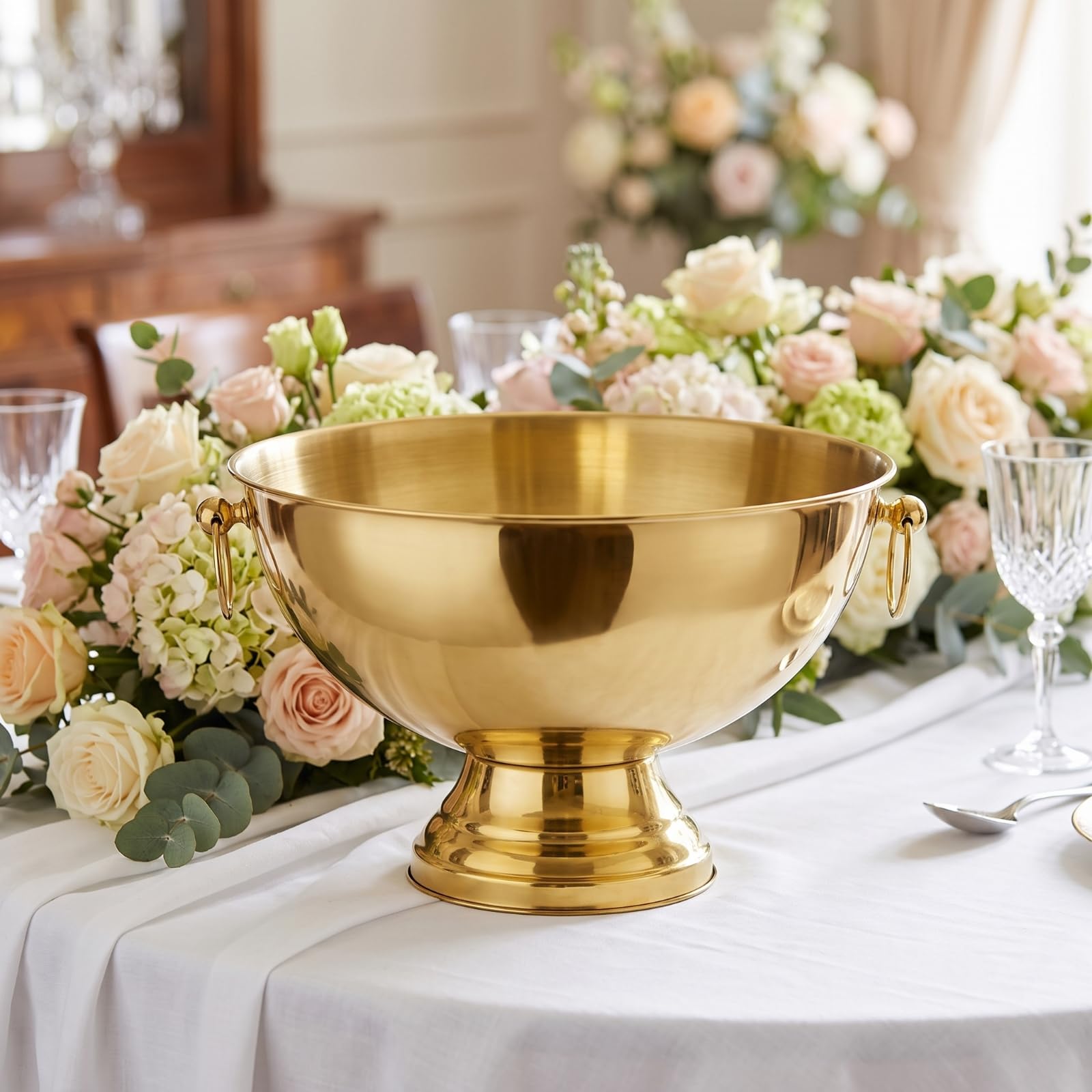 Coupe à Champagne Rafraîchisseur Seau à Vin Coupe Saladier en Acier Inoxydable Finition Miroir Silhouette Nordique Ouverture Large sur Socle Adaptée