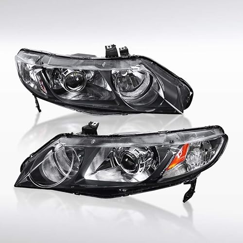 Miniatura 1 de AUTOZENSATION Compatible con Honda Civic 4dr Sedan 2006-2011, conjunto de faros delanteros izquierdo y derecho, faros delanteros retro negros