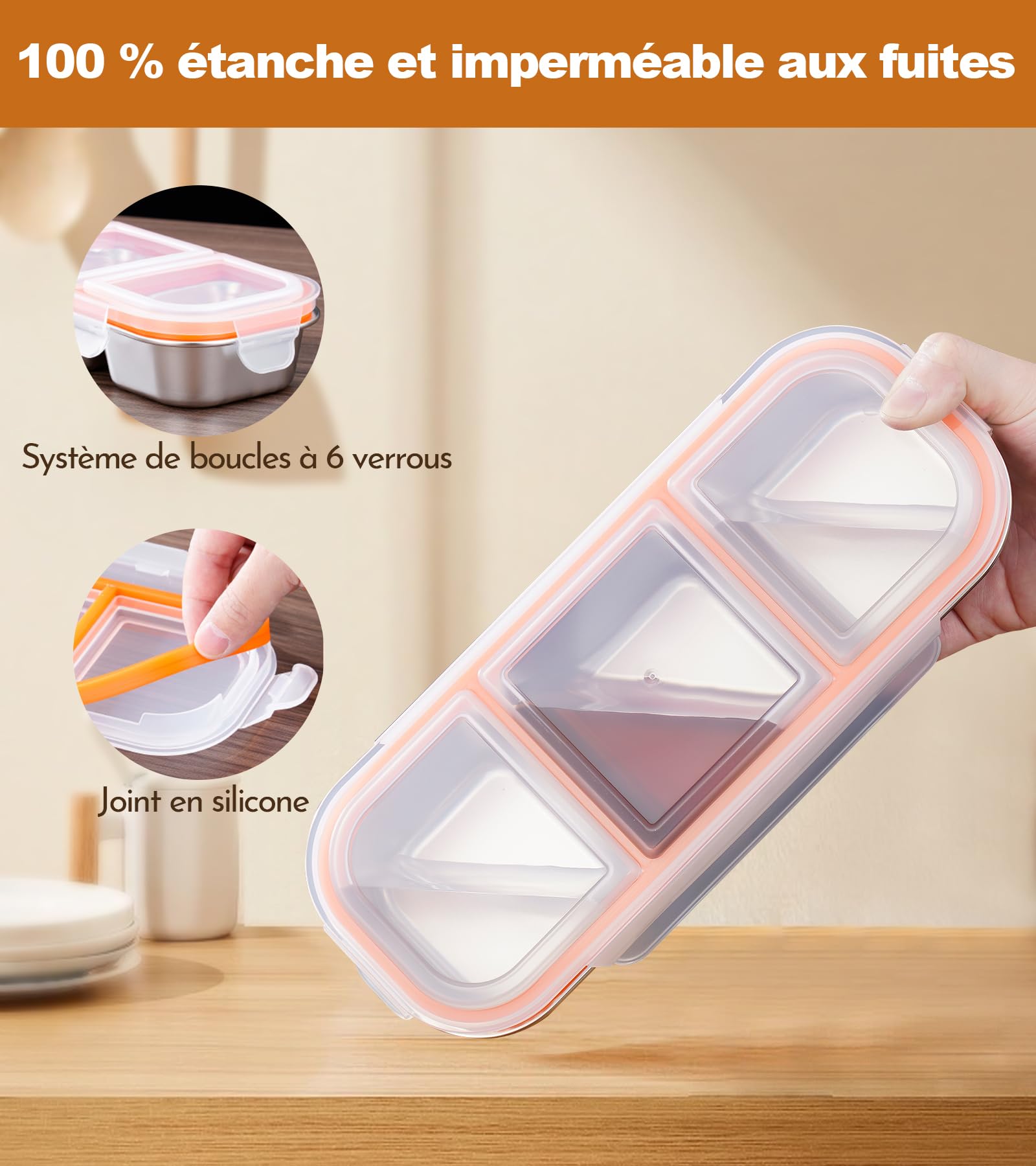 Ugotit Lunch Box Meal Prep 2 przegródki - hermetyczne pudełko ze stali nierdzewnej - odporne na piekarnik i zmywarkę (szary, 700ml)