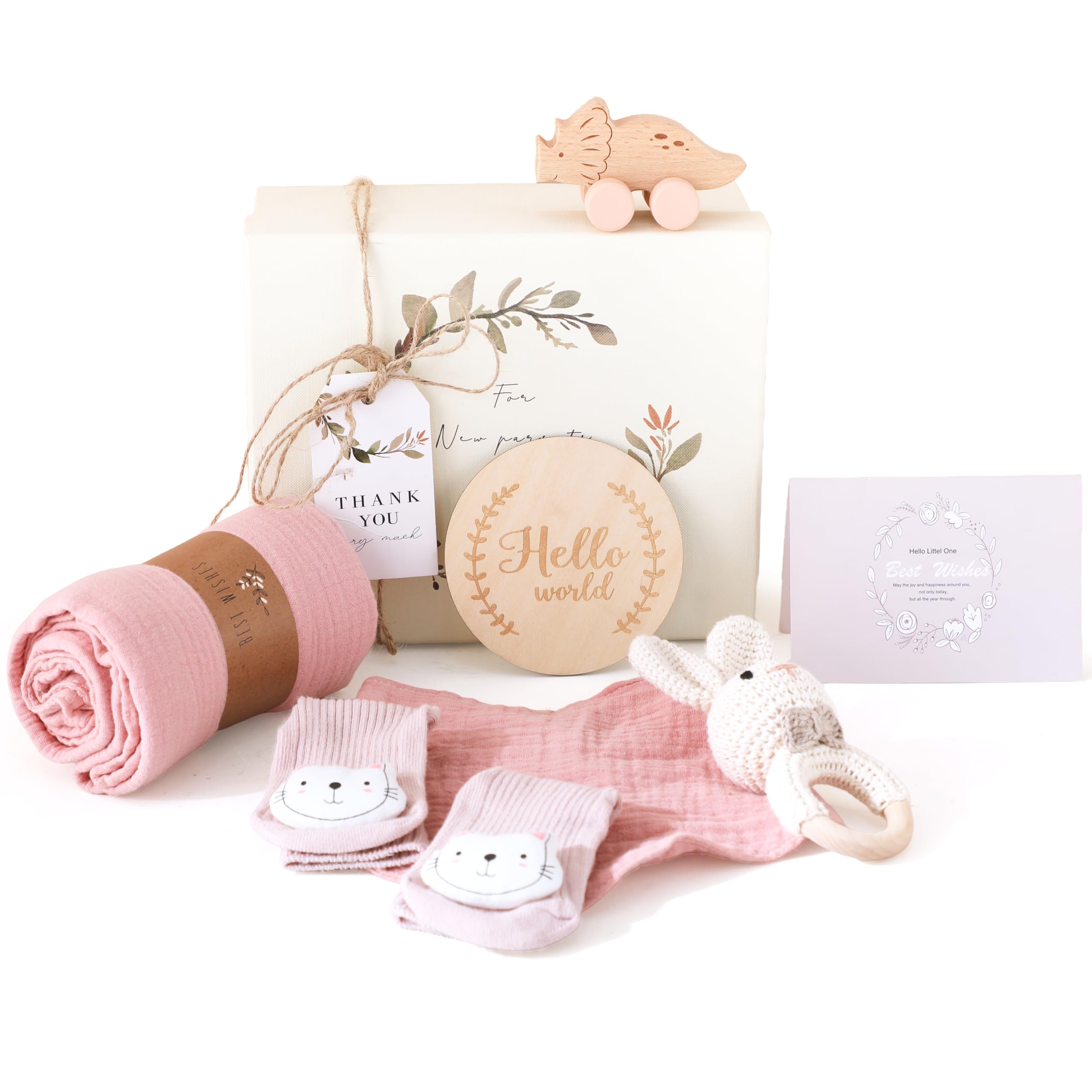 WOODEN TEETHER Baby Geschenk Mädchen Junge zur Geburt für Neugeborene (Kaninchen)