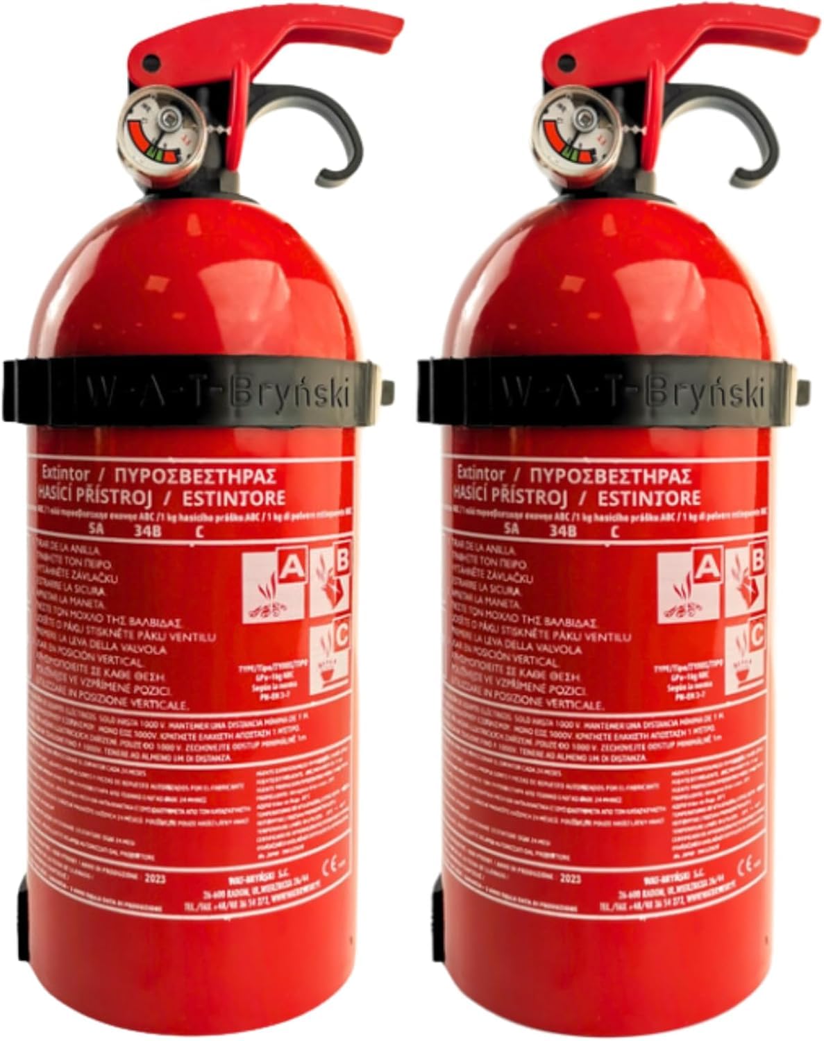 2X Extincteur ABC 1KG | Extincteurs Incendie à Poudre pour Voiture, Maison, Bateau, Camping Car, Auto, Cheminée, Moto | Groupe de Feu A B C | Garantie de 3 Ans | Facile à Installe