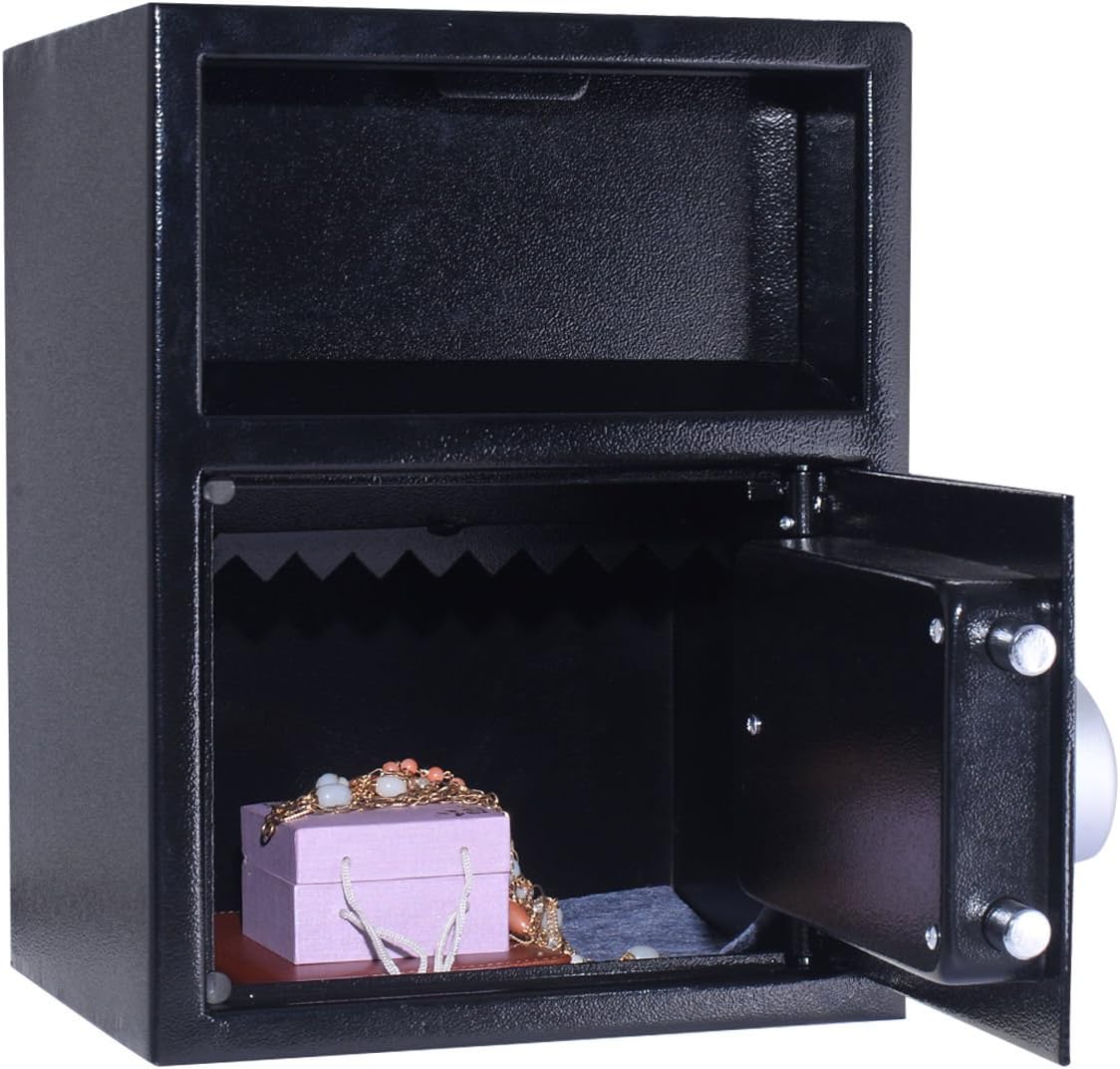 Giantex Digital Safe Box Depository Drop Deposit Front Load Cash Vault Lock Home Jewelry Black