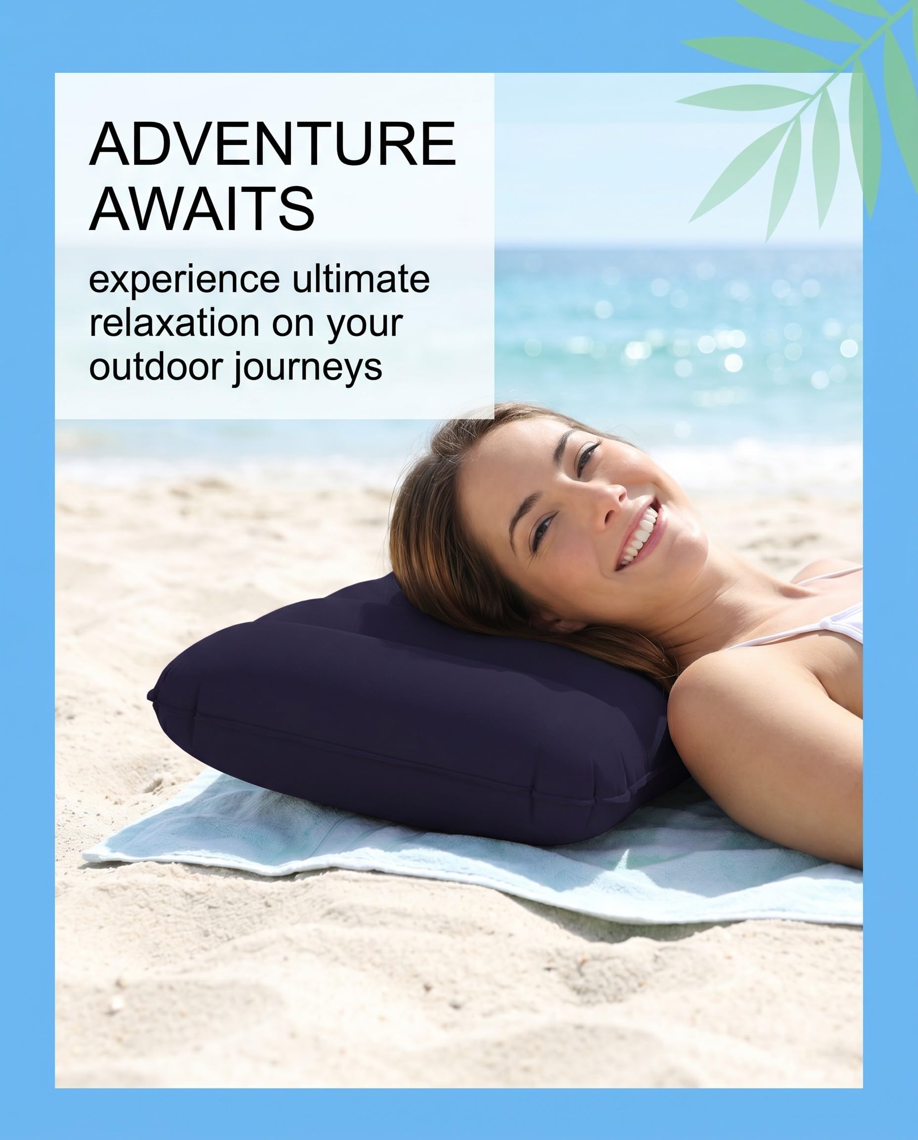 2 Almohadas Hinchables, Almohada Camping Ergonómica para Viajes, Outdoor y Playa