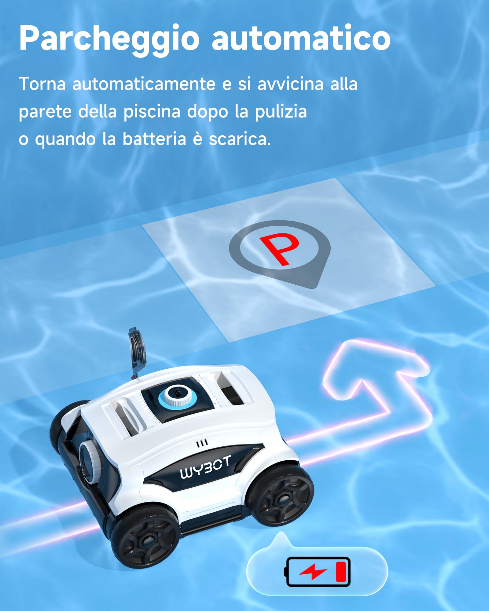 WYBOT Osprey 300II Robot Piscina Fili a Batteria, Parcheggio Automatico, Aspiratore Piscina Senza Per Piscine Fuori Terra Fino A 100 m², Doppi Motori, Ugello Regolabile, 120 Min (Bianco Nero)