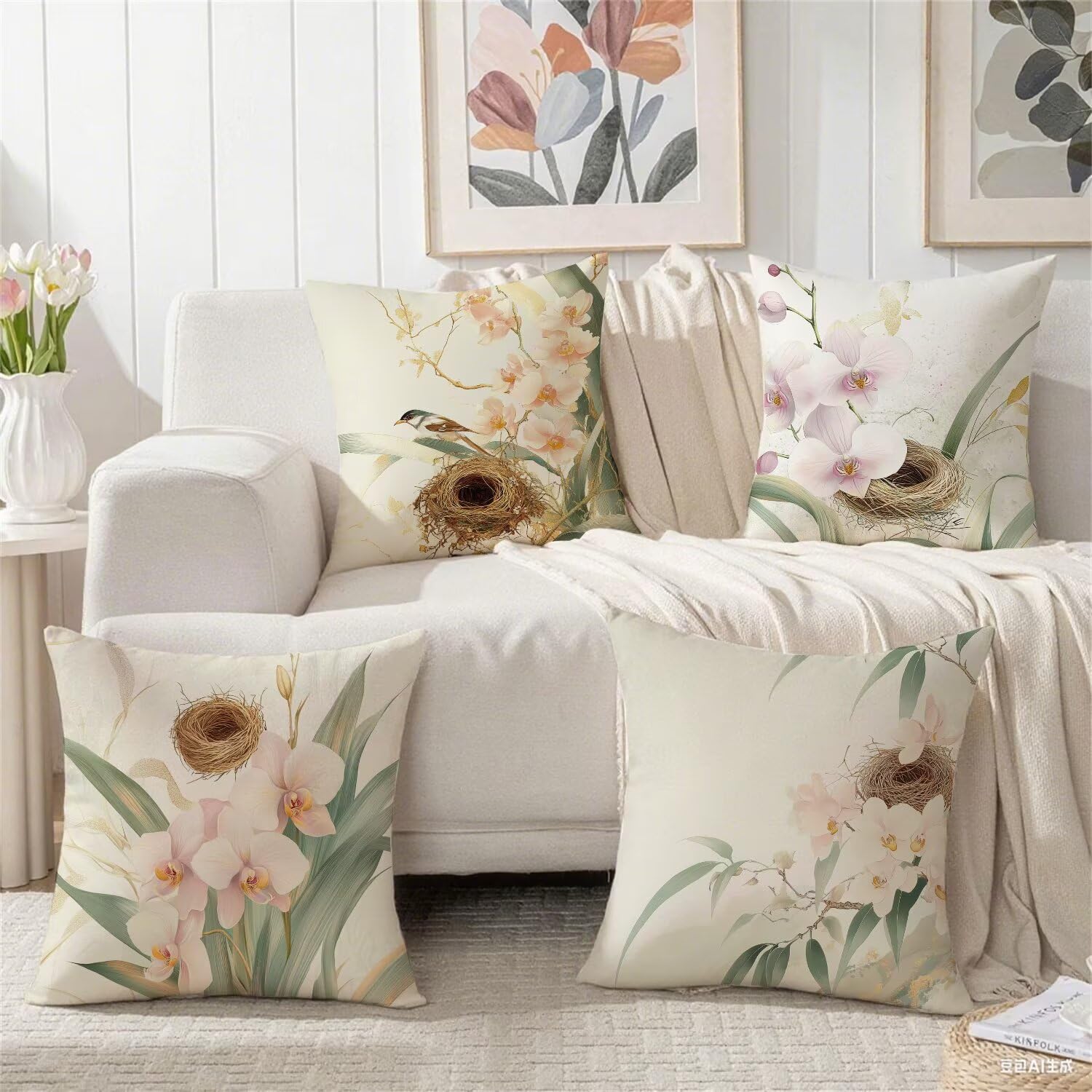 Federa per cuscino da esterno, impermeabile, beige, autunnale, 70 x 70 cm, in lino, decorativa, quadrata, con stampa su entrambi i lati, cuscino da giardino per soggiorno, decorazione per la casa