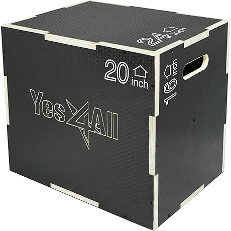Yes4All 3-in-1 Non-Slip Wooden Plyo Box for Enhanced Fitness Regimens