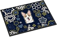 Vista 290 de Caroline's Treasures BB1449JMAT - Tapete de bienvenida de carlino negro, 24 x 36 pulgadas, tapete azul para puerta delantera, para interiores