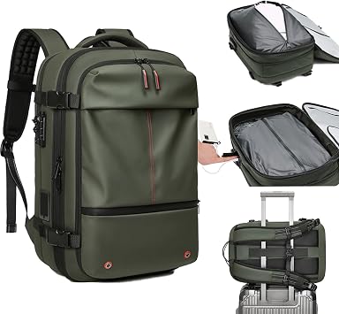 Vacpack Backpack with Vacuum 60L One-Touch Air Extraction, TSA Approved Anti-Theft, Water Resistant Expandable Backpack