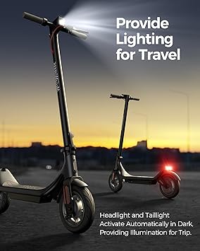 MEGAWHEELS Electric Scooter,Electric Scooter Adults Teens,10in Pneumatic Tires,350/500/600W Motor,19/31 Miles Range,15.5mph E Scooter with Smart APP Control for Commuting, Outdoor, Short Travel Gift