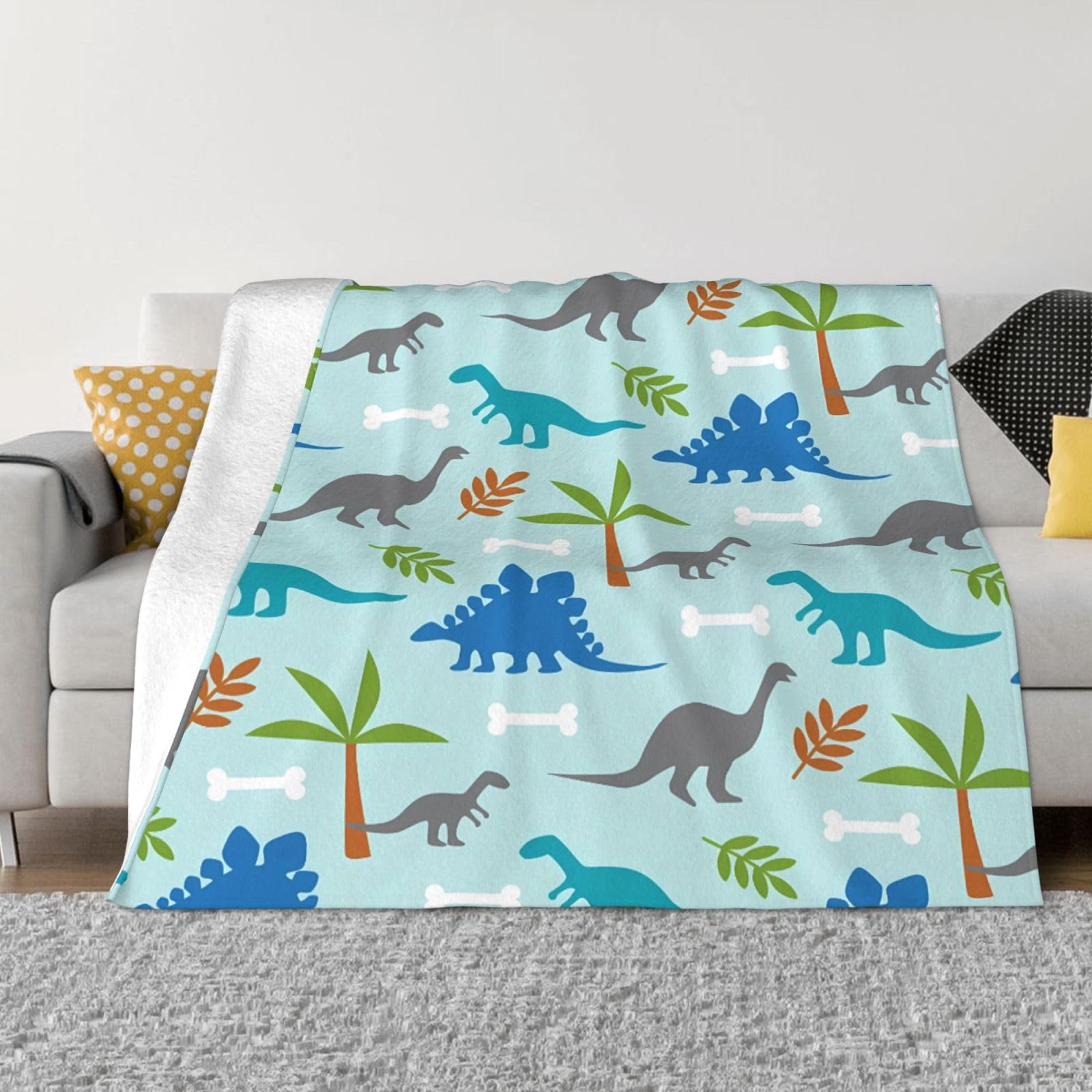 Couverture polaire dinosaure Mexpekil pour voyage lit et canapé enfant