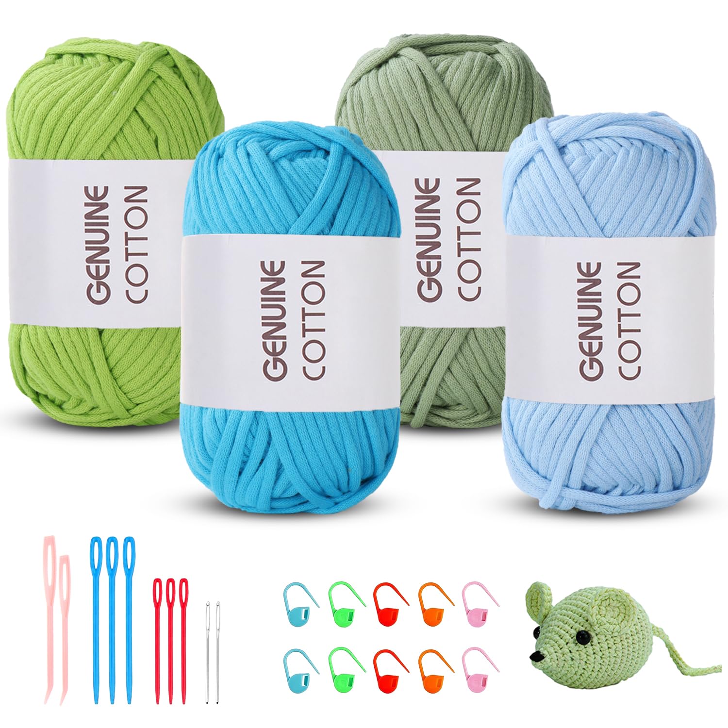 Maxee 5X50g Dickes Garn Baumwolle zum Häkeln, Chunky Häkelgarn für Anfänger, Kein Geteiltes Häkeln Amigurumi Wolle, Klobiges Baumwollgarn Einfaches Strickgarn zum Häkeln Stricke