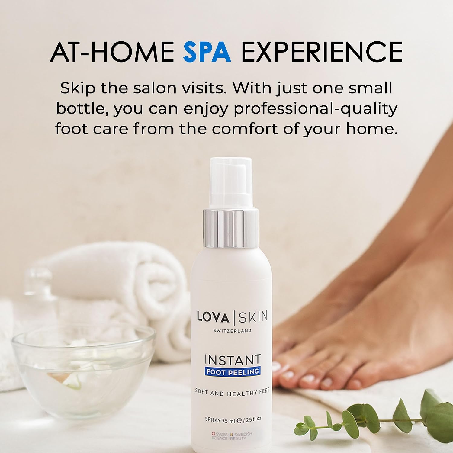Instant Foot Peel Spray 75ml | Callus Remover | Callus Remover for Feet | Pedicure Tools for Feet | Fast-Acting Foot Exfoliator for Cracked Heels & Dead Skin Removal