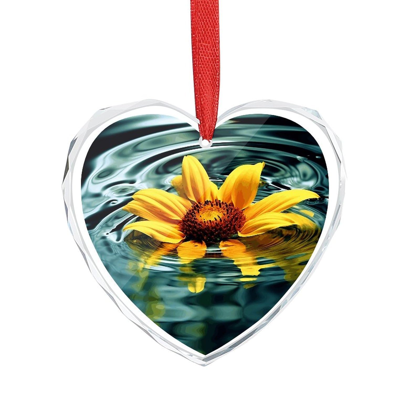 Wsoihfec Style Sunflower In Water Engagement Gifts For Couples, Glass Ornaments Just Married Bridal Shower Decor, Heart Keepsake Decor For Bride & Groom
