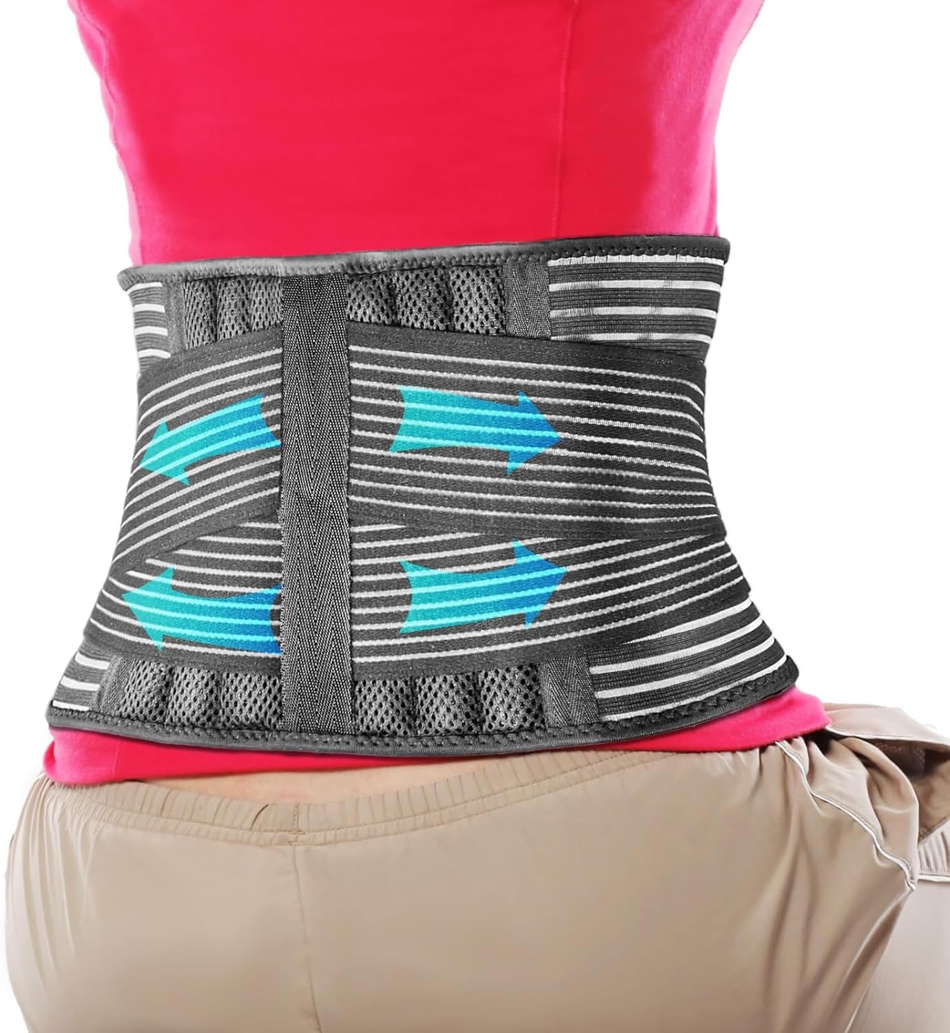 FESAS Back Brace for Lower Back Pain, Back Support Belt for Women & Men, Breathable Lower Back Brace with Lumbar Pad, Lower Back Pain Relief for Herniated Disc, Sciatica and More (LXL)