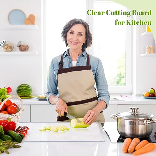 Miniatura 6 de Wesiti Tabla de Cortar Grande de Acrílico con Borde Antideslizante de 28 x 16 Pulgadas Transparente para Cocina, Protector de Encimera de Acrílico,