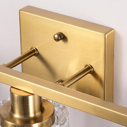 Miniatura 4 de Lámpara de tocador de baño dorada cepillada de 3 luces, iluminación moderna con pantalla de cristal, accesorios de iluminación de baño de montaje en