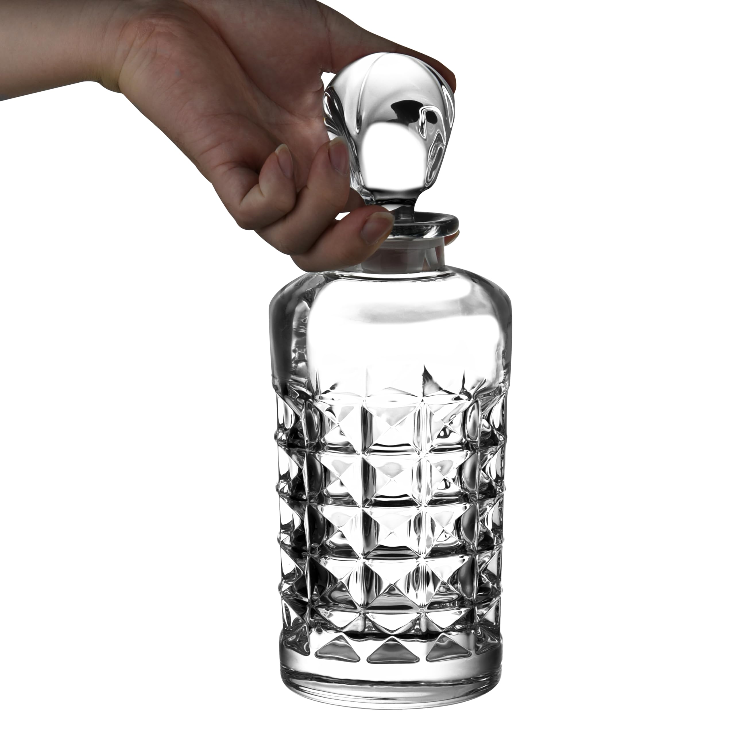 Carafe à whisky avec bouchon irrégulier, bouteille en verre sans plomb, cadeau pour amis, carafe en verre pour vodka, vin, jus et eau (petit diamant)