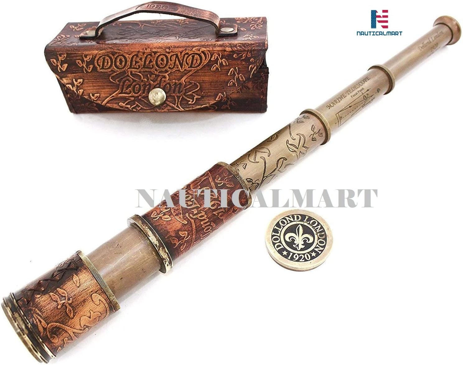 Leather Telescope Marine Nautical Antique Brass Pirate Spyglass Vintage Scope