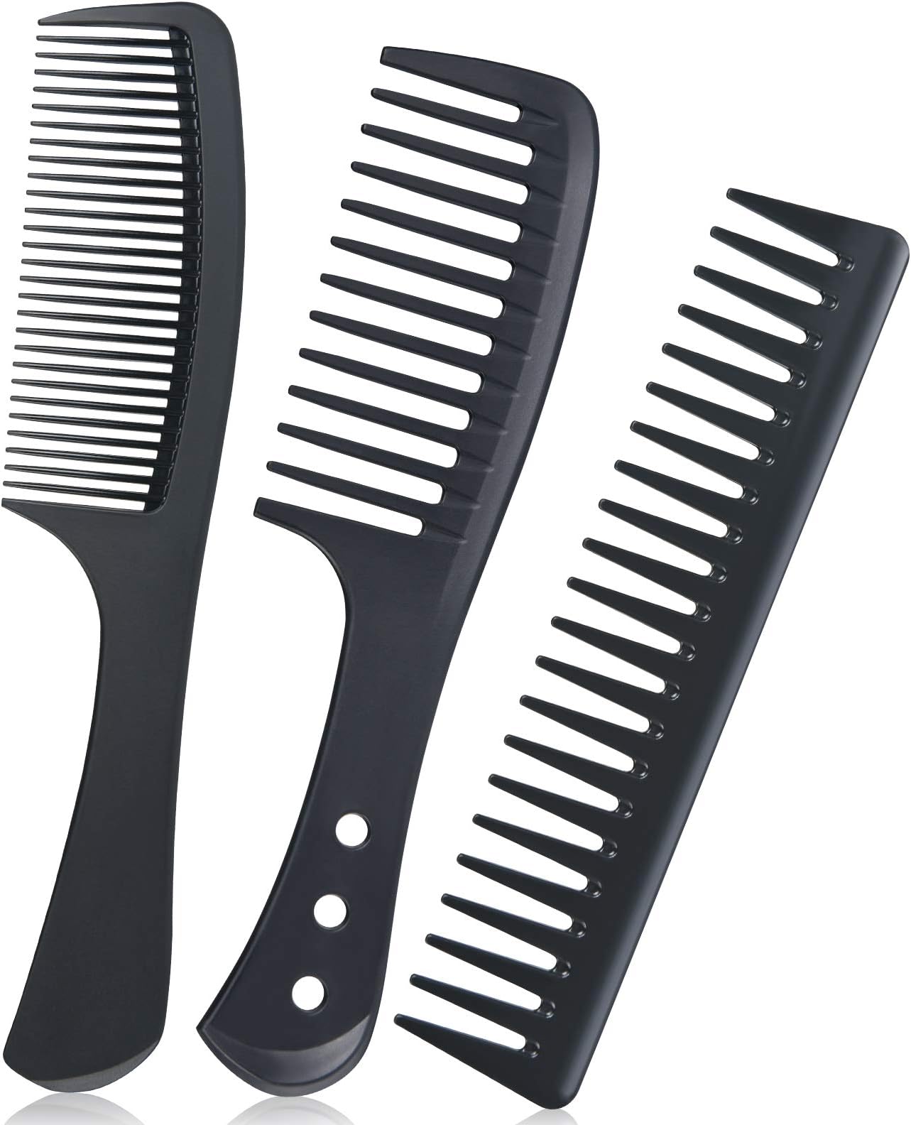 MiramarHairdressing Combs Set, 3 Pack Wide Tooth Combs, f falkiya Heat Resistant Anti-static Carbon Hair Brush Hair Comb for Long, Wet or Curly Hair Detangling (3 Psc Comb)