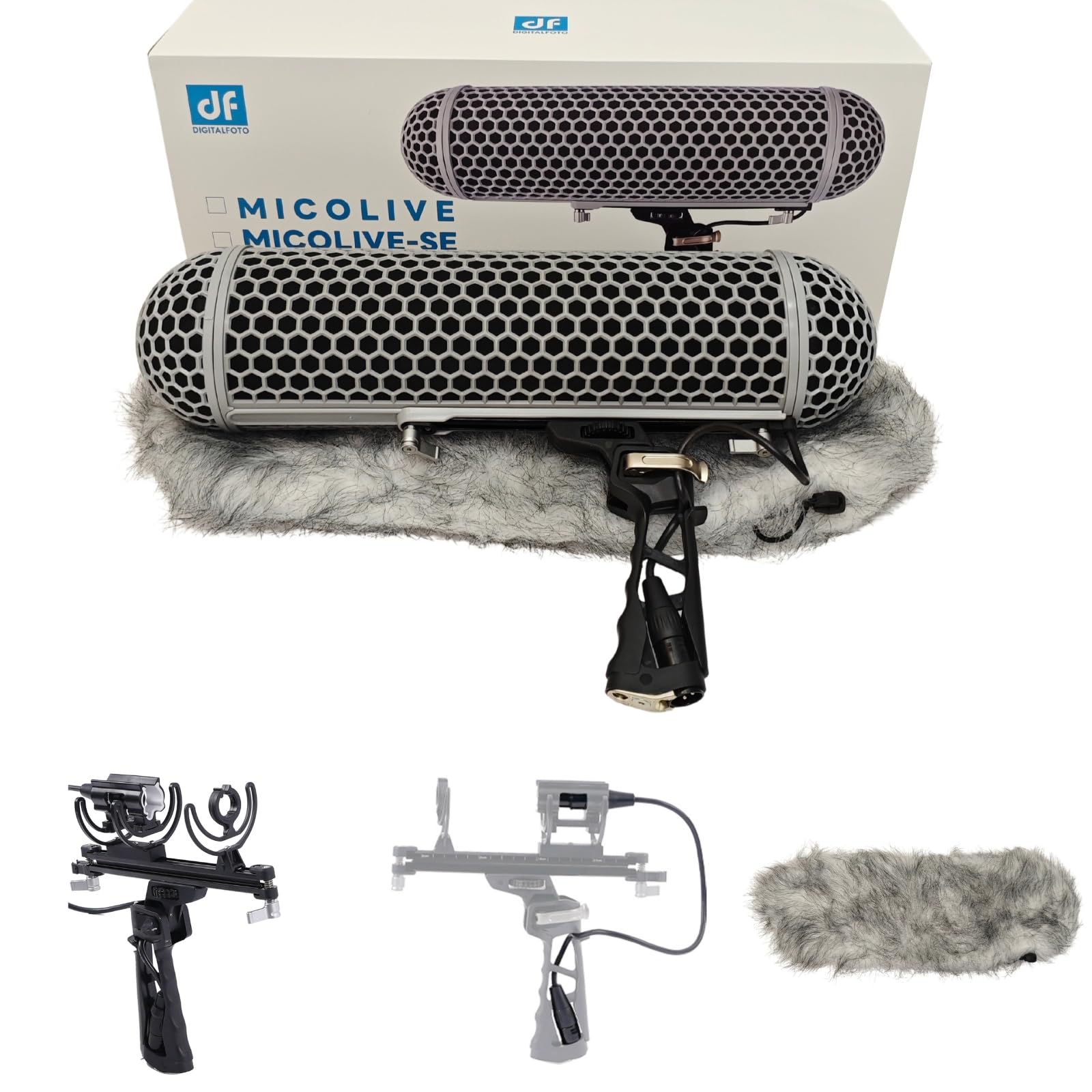 MICOLIVE-SE BLIMP - Sistema BLIMP para micrófono, jaula de protección contra el viento + parabrisas + sistema de suspensión de montaje de choque mejorado para micrófonos RODE Shotgun, etc