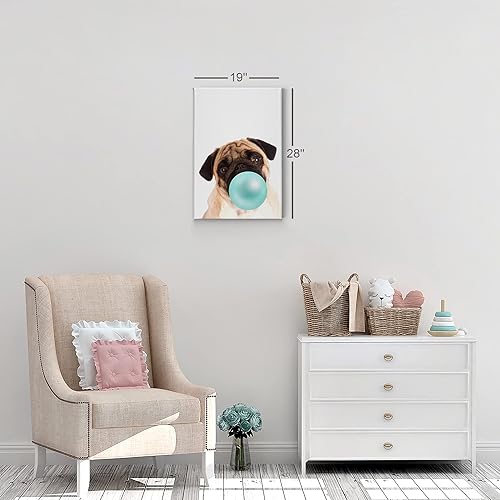 Miniatura 6 de Smile Art Design Lindo cachorro carlino animal goma de mascar arte verde azulado lienzo impresión foto arte de pared decoración del hogar, arte pop