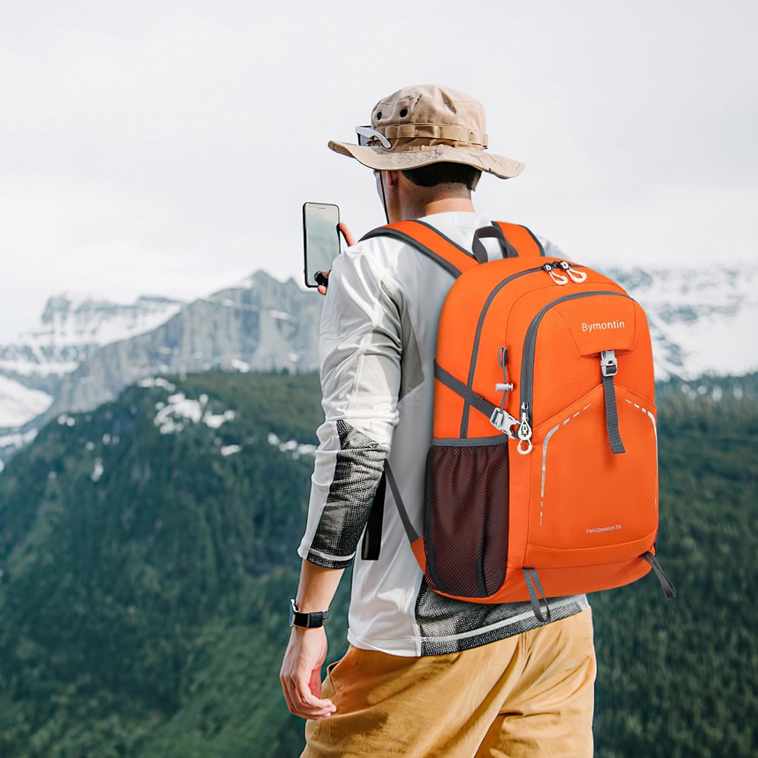 Lightweight Foldable 35L Everyday Backpack, Packable Daypack (Orange) thumbnail