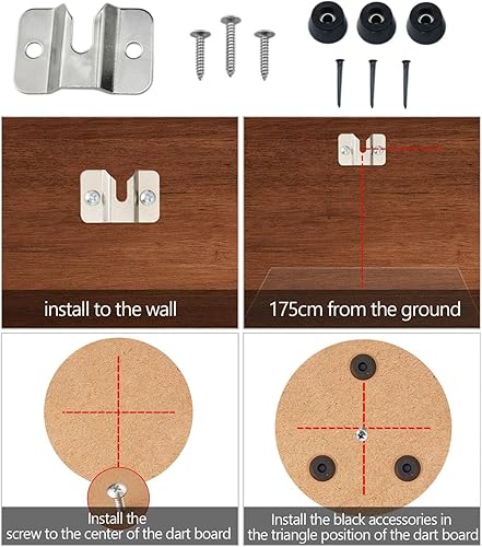 Miniatura 3 de Soporte de montaje para tablero de dardos portátil, soporte de pared, accesorios para tablero de dardos con almohadillas y tornillos, 1 juego