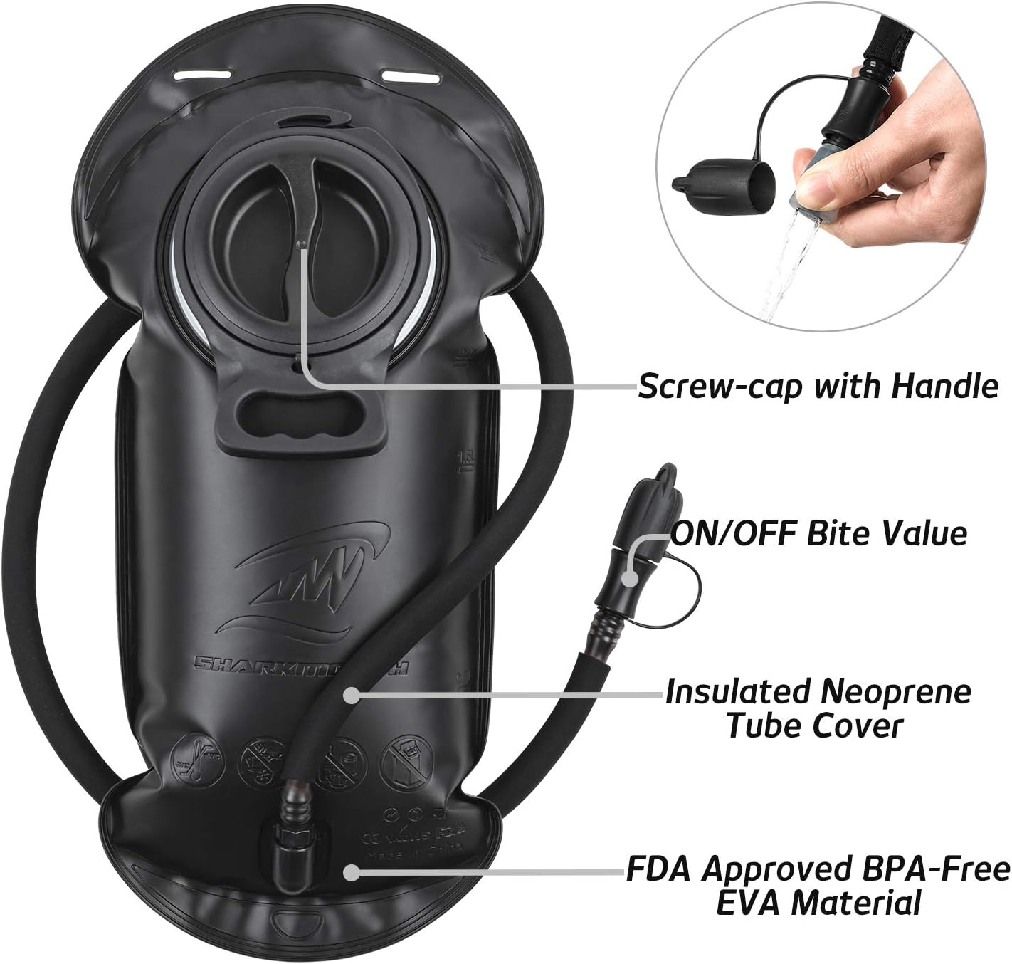 SHARKMOUTH FLYHIKER Hiking Hydration Backpack Pack with 2.5L BPA Free Water Bladder, Lightweight and Comfortable for Short Day Hikes, Day Trips and Trails, Gray : Sports & Outdoors