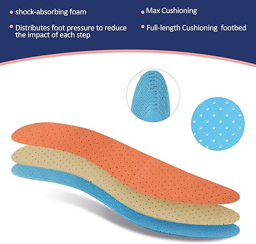 Miniatura 5 de Sintege 3 pares de plantillas transpirables para zapatos, almohadillas ultra suaves, comodidad para caminar, plantillas de repuesto perforadas de