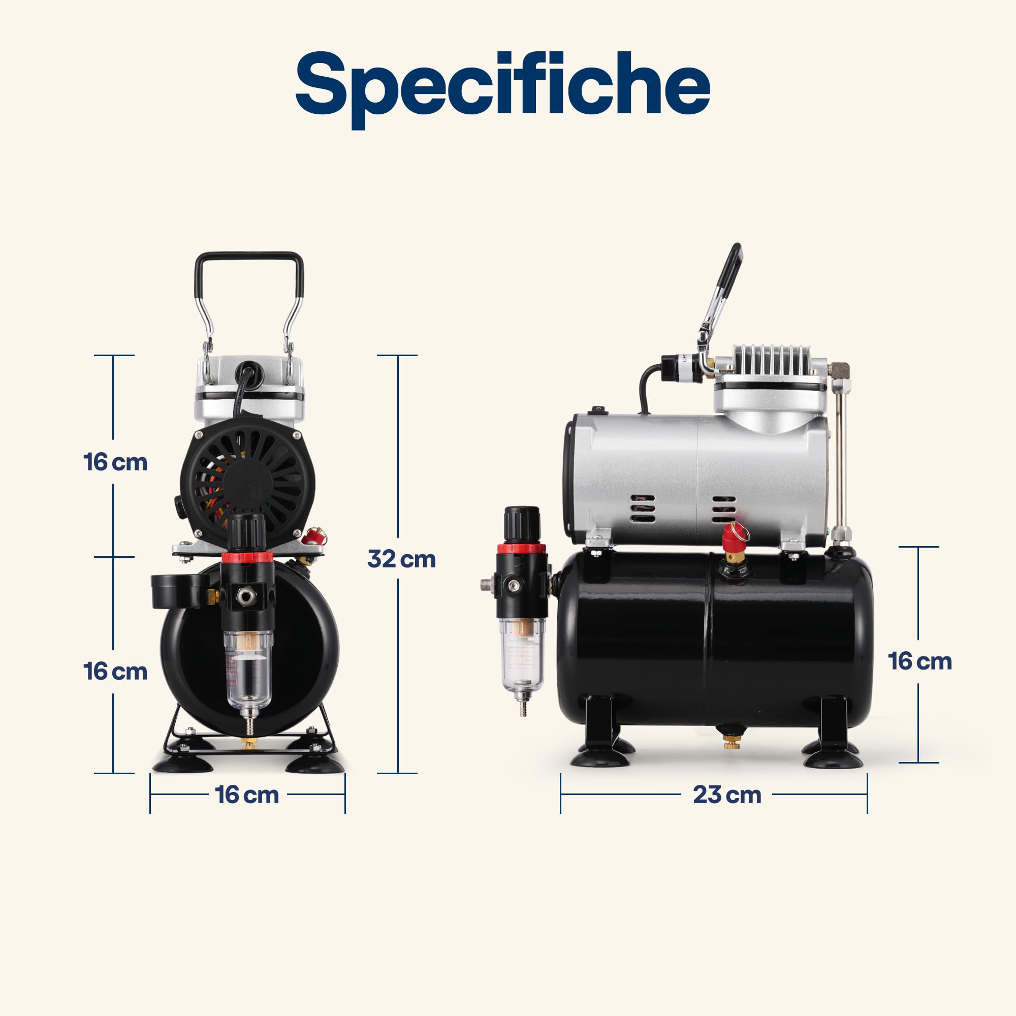 VIVOHOME Professionale Compressore Aerografo con Doppia Azione 1/5HP Compressore Aerografo con Serbatoio Aria 3L per la Decorazione di Torte il Trucco e l'artigianato il Design Delle Unghie