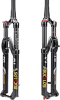 BUCKLOS Garfo MTB de 26/27,5/73.7 cm Viagem de 120 mm, Ajuste de rebote de mountain bike reto/cônico, eixo de 15 mm × 100 mm, amortecedores de ar de bloqueio manual