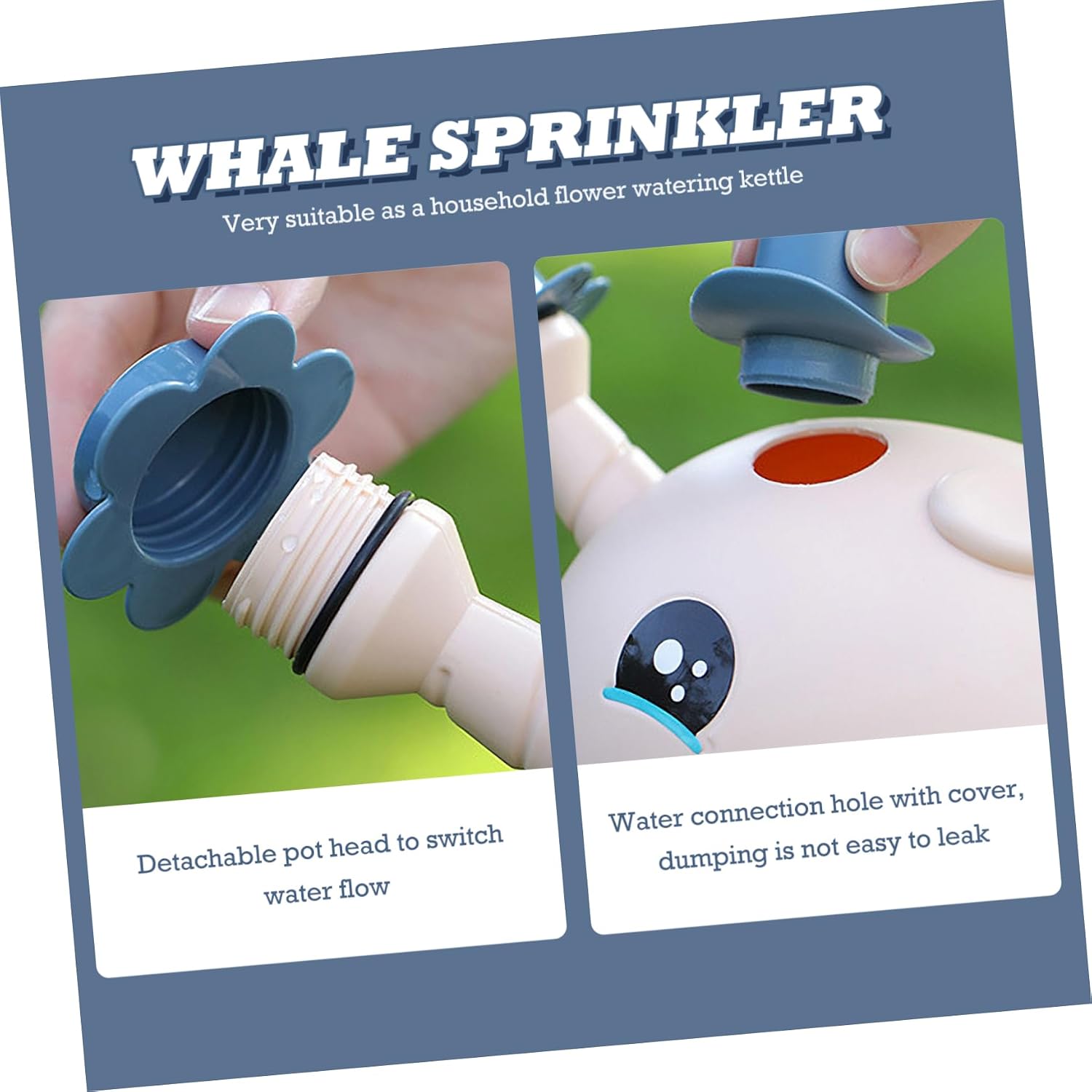 Whale Watering Can for Children, PP Khaki Gardening Pot image 2