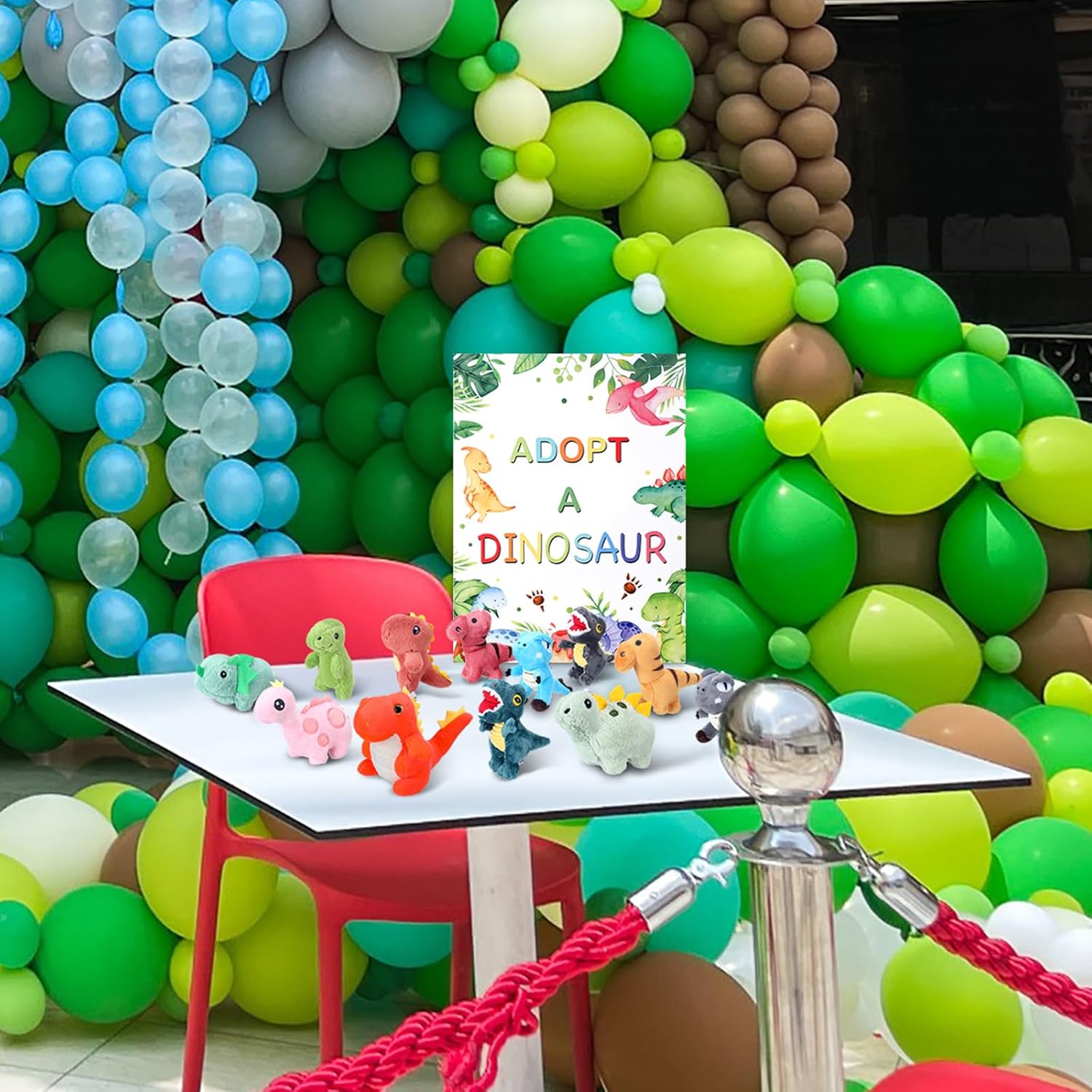Blueweenly 15Pcs Adopt a Pet Dinosaur Party Favors Mini Stuffed Animals Set Includes12 Small Dinosaur Stuffed Animals 2 White Plastic Fence 1 Sign for Adopt A Pet Party Birthday Gifts
