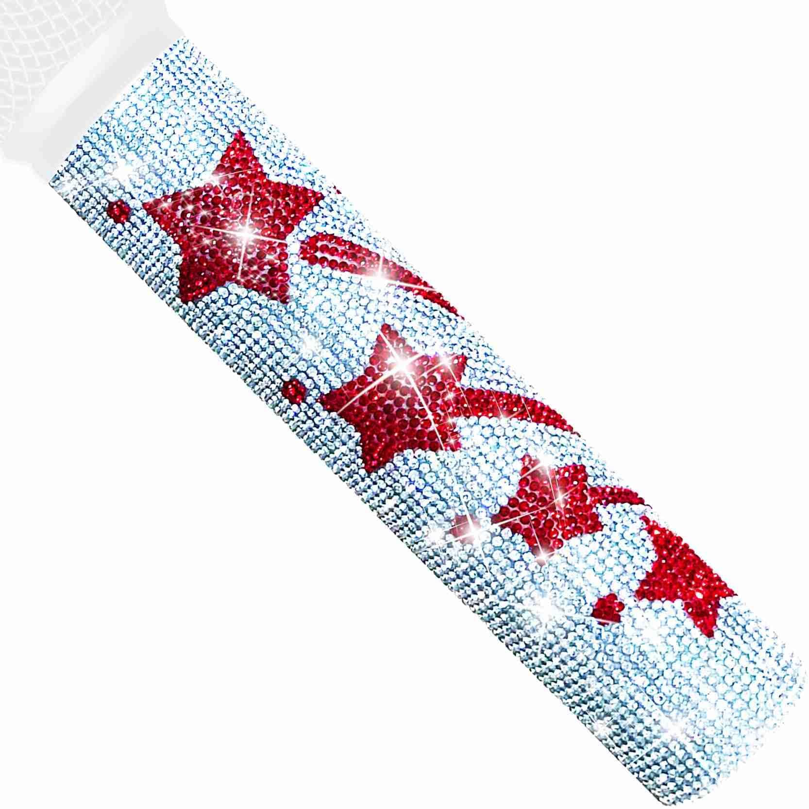 Microphone Cover for Wireless Mic SLX2 BLX2 SM58 Beta58 and Universal Transmitter Sparkle on Wedding Party Tours & TV Shows, Red Star Silver (Mic NOT Included)