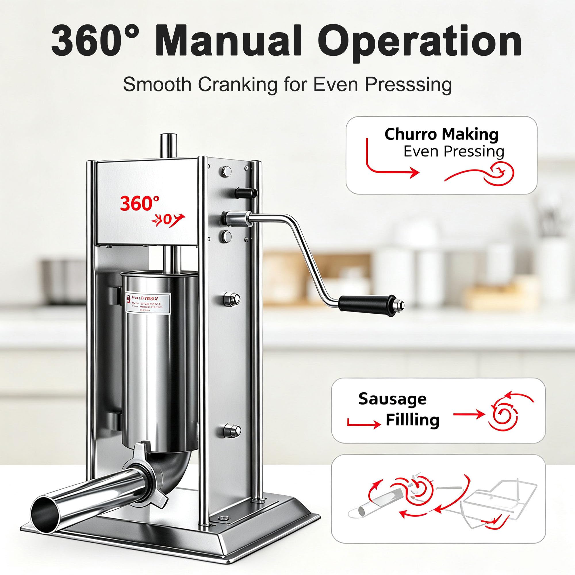 Insaccatrice Verticale 3/5/7L Acciaio Inox 304, 5 Tubi, Doppia velocità 15LB~7L | In dotazione con tubi di ricambio e coperchio protettivo, pronto all'uso fin dalla prima apertura.