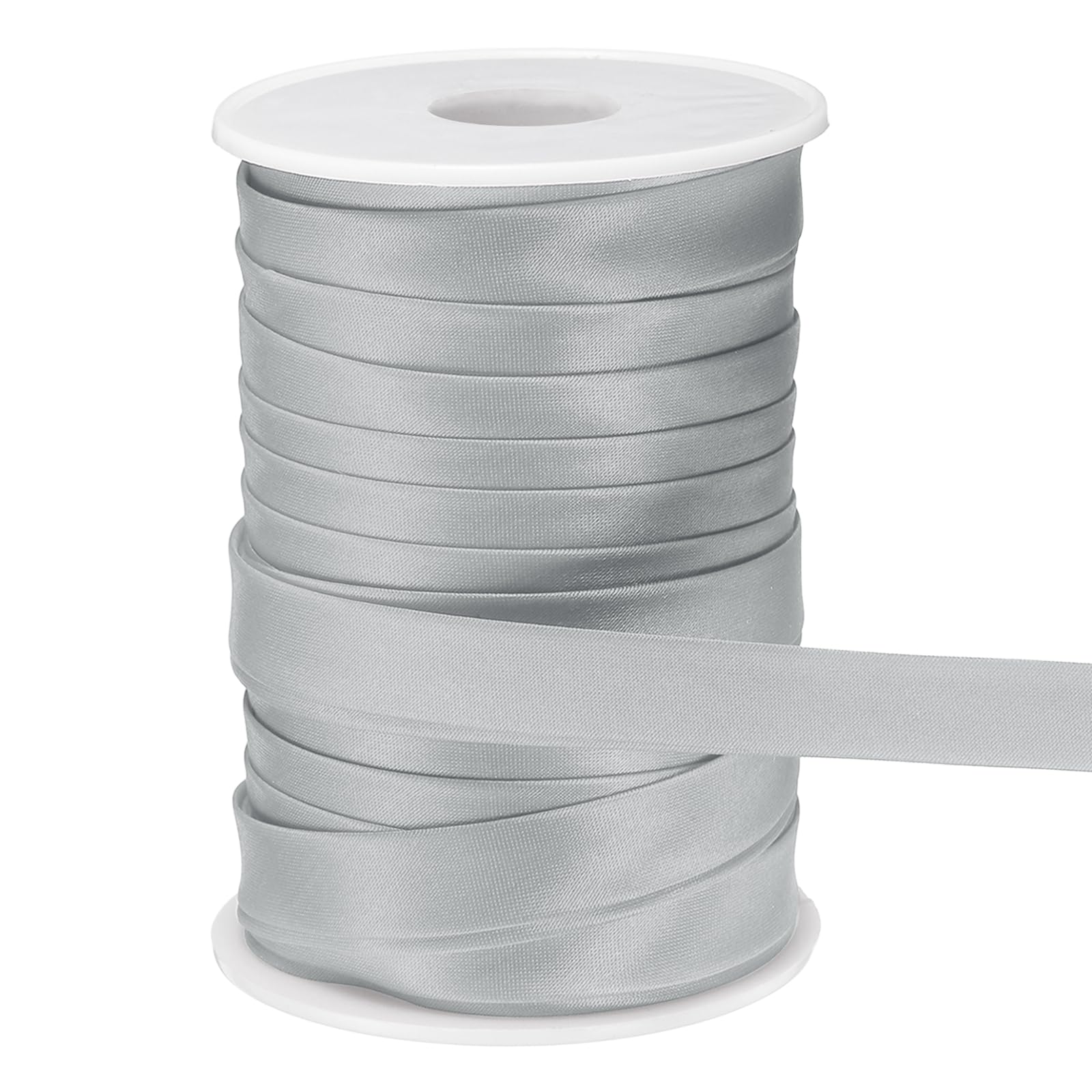 sourcing map Double Fold Bias Tape for Sewing, 5/8 Inch x 25 Yards Satin Bias Binding Tape Continuous Bulk for Quilting Binding Seaming Hemming Fabric Piping DIY Craft, Silver Gray
