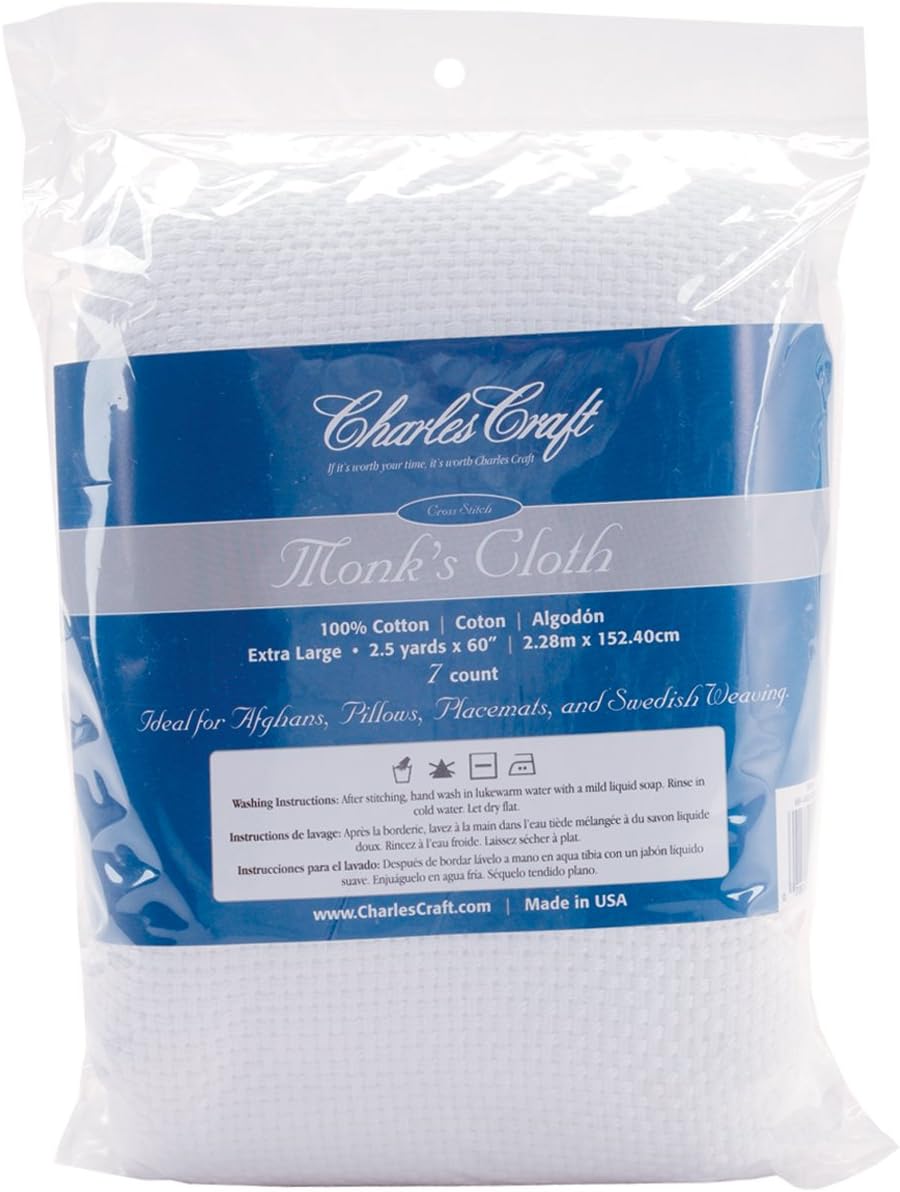 DMC Charles Craft Charles Craft Monk's Cloth Aida - 7 Count - 60" X2 (White)