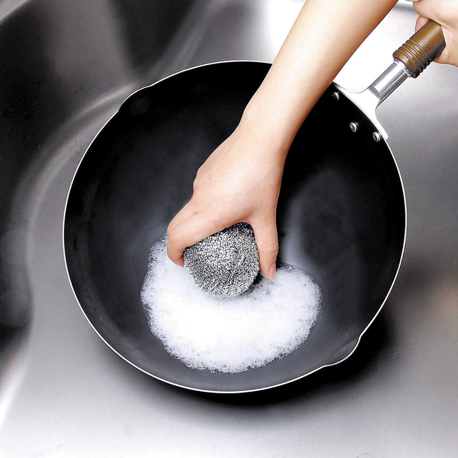 OHE Premium Stainless Steel Scourer Set of 5 Silver Jumbo Double Wall Scrubber