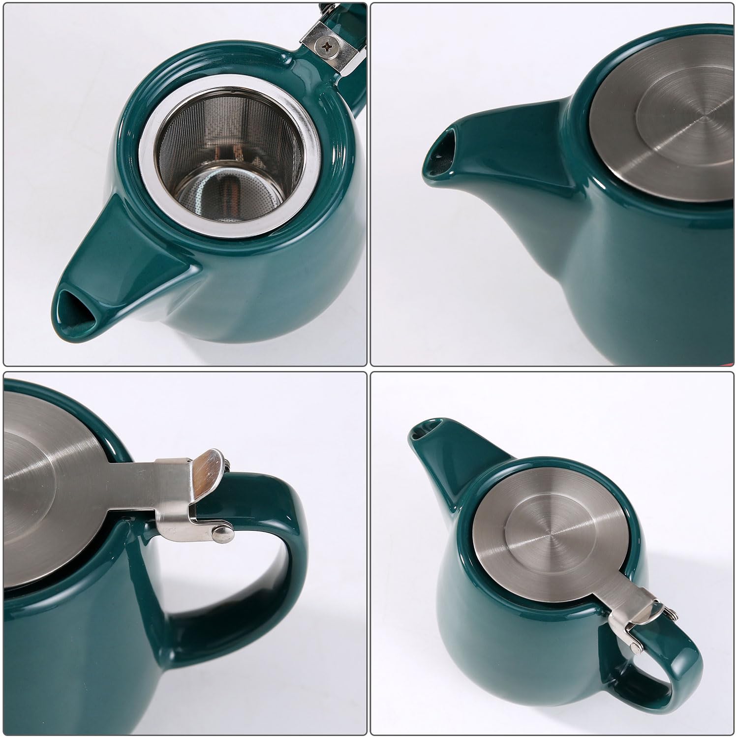 Tetera de cerámica con infusor de acero inoxidable para té suelto y té floreciente, tetera de cerámica resistente al calor y tetera de té, perfecta tetera verde, 500 ml