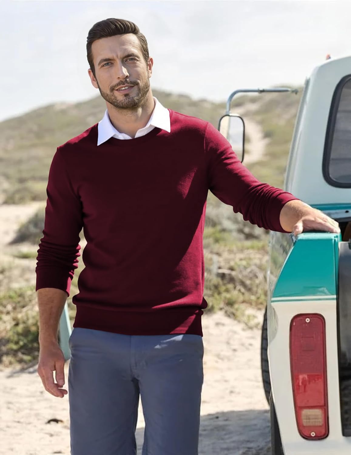 JMIERR Men's Wool Blend Sweaters Classic Crew Neck Casual Old Money Fall Sweaters - Image 5