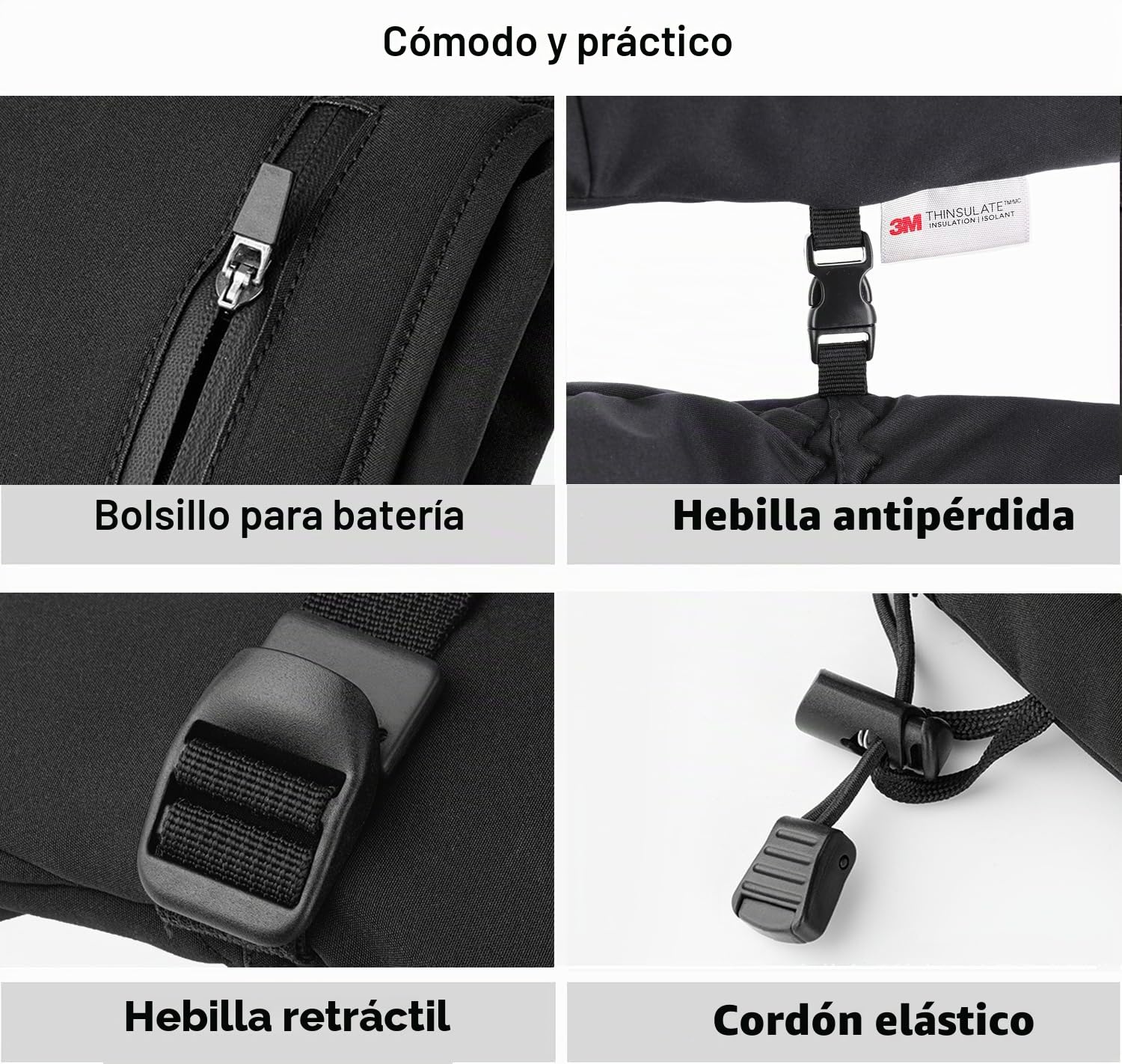 Loowoko Guantes Calefactables con batería 7.4v 3000mah × 2, 3 Niveles de Calentamiento, Impermeables, Pantalla táctil, Guantes calefactables USB para Trabajo al Aire Libre, Moto, Bicicleta, esquí