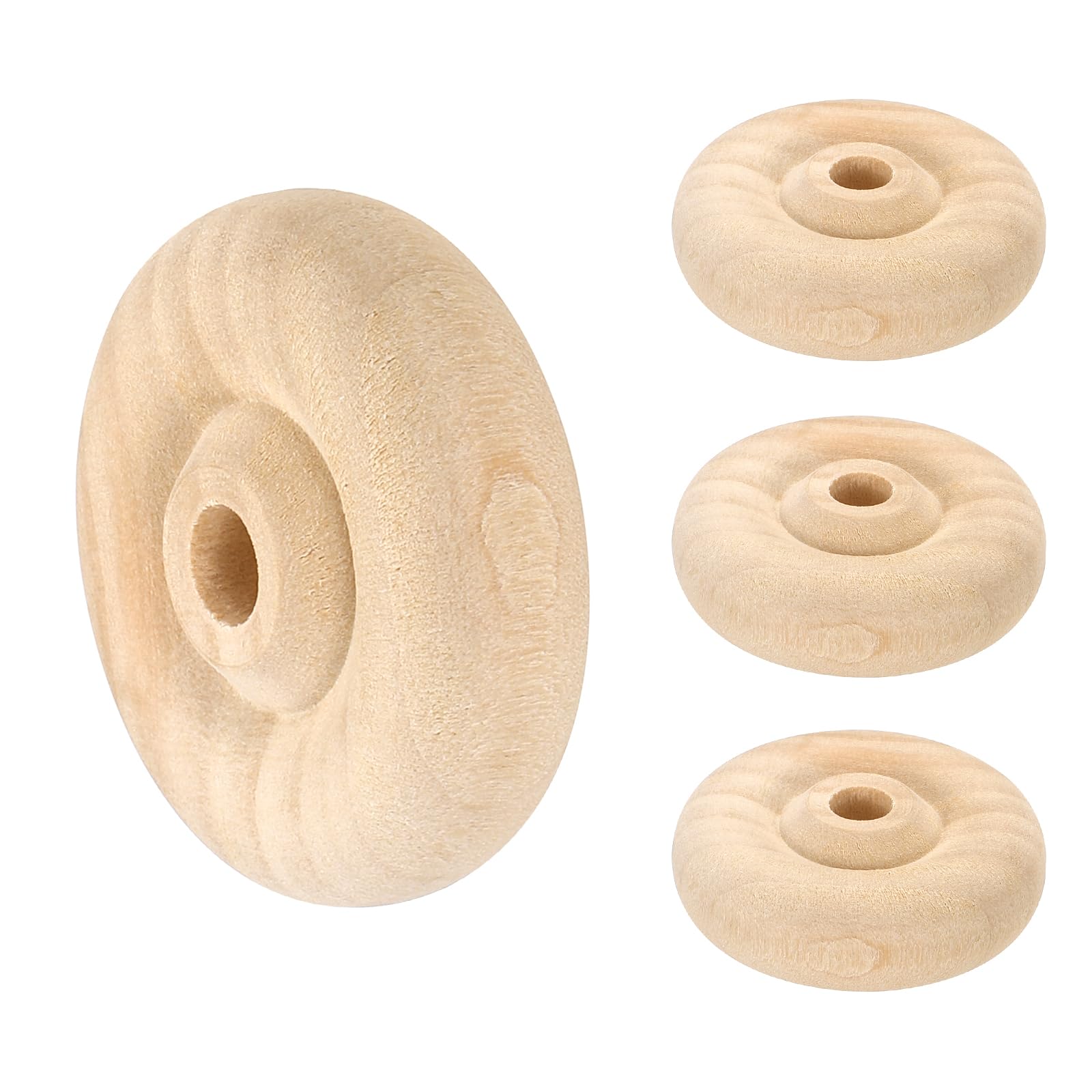 sourcing map Slab Wooden Wheels 1-1/2" Dia. 1/2" Thick 1/4" Hole, Flat Unfinished Wood Hobby Wheel for Mini Christmas Tree Base DIY Model Cars Trucks, 4pcs
