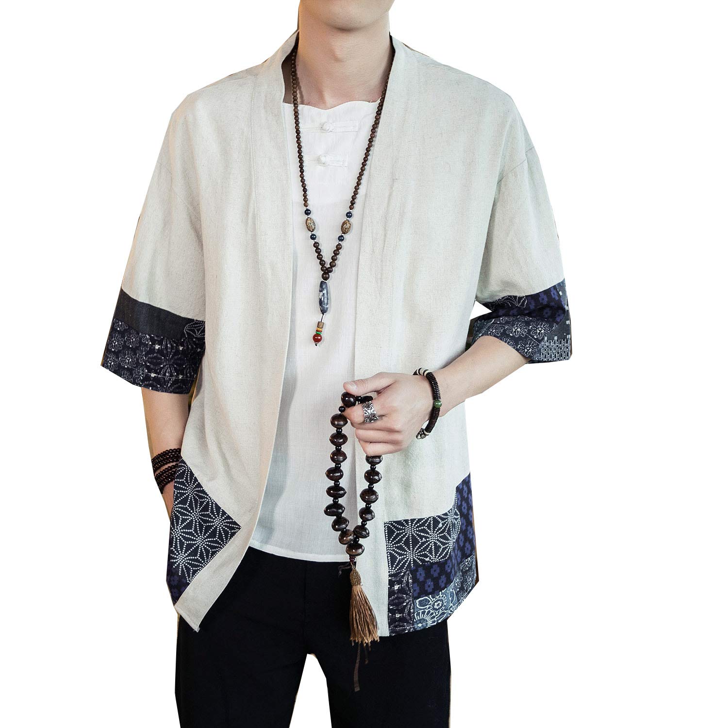Herren Japan Happi Kimono Haori Jacke Übergangsjacke Baumwolle Leinen Mäntel