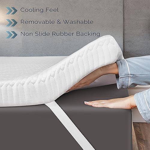 Miniatura 3 de Funda de colchón refrescante tamaño individual de 3 pulgadas, hipoalergénica, suave y transpirable para cubrecolchón individual de 3 pulgadas,