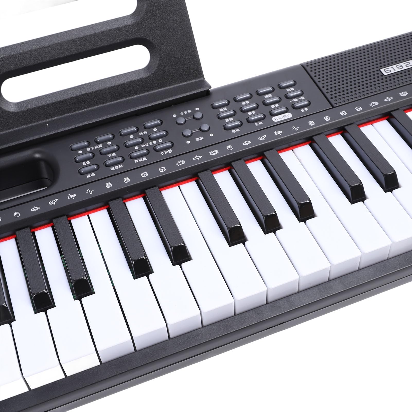 61-klawiszowa Klawiatura Fortepianowa, Elektroniczne Pianino Cyfrowe z Wbudowanym Mikrofonem Głośnikowym Stojak na Arkusze Idealny dla Początkujących Dzieci Dorośli