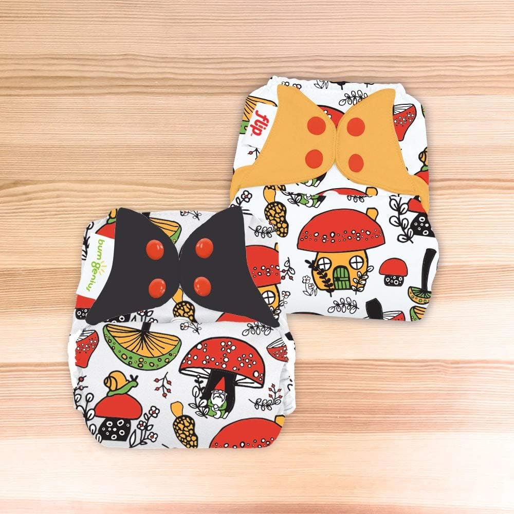 Doodles Collection: bumGenius Freetime All-in-One One-Size Snap Closure Cloth Diaper (SHROOMazing)