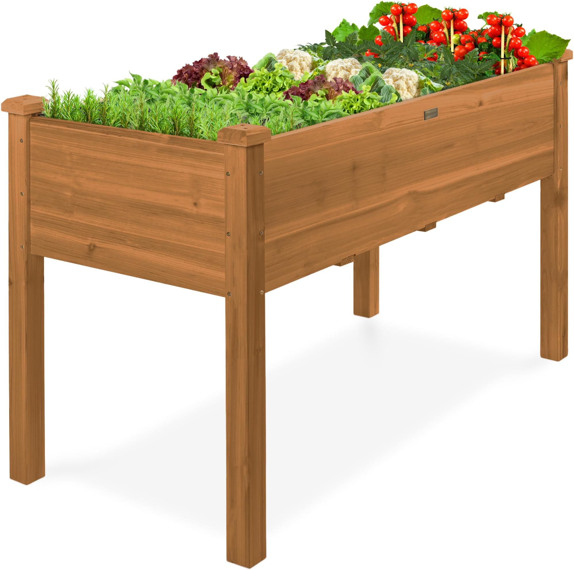 Best Choice Products 48 x 24 x 30 Inches Raised Garden Bed, Elevated Wood Planter Box Stand for Backyard, Patio, Balcony with Bed Liner, 200 Pound Capacity - Acorn Brown